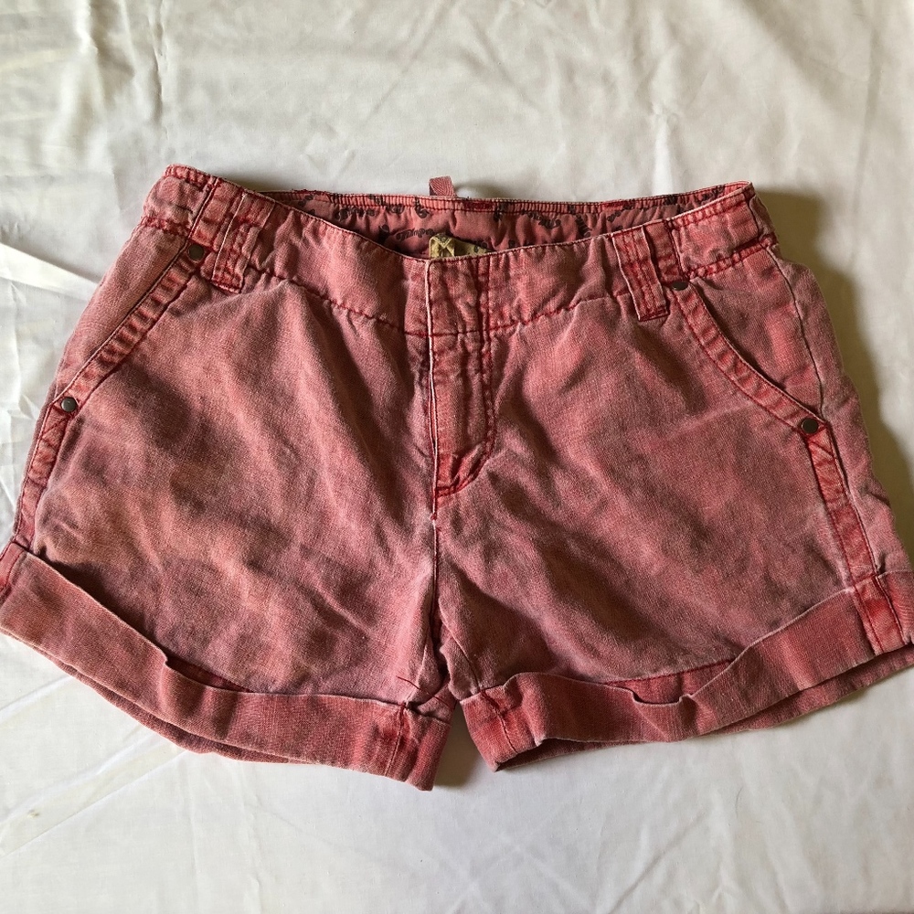 FILLMORE CALIFORNIA earthy red linen shorts